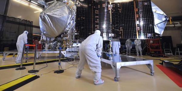 NASA's MAVEN spacecraft tests its solar arrays during environmental testing